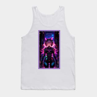 Anime Cute Cat Girl | Quality Anime Girl Artwork | Sci-Fi Manga Girl Anime Art Tank Top